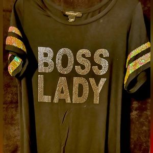 NEW BOSS LADY BLING FITTED SHIRT